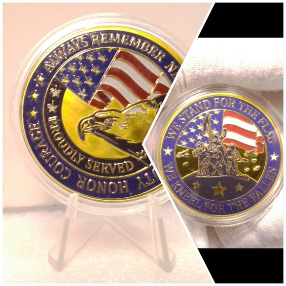 Other - Veterans Challenge Coin‎ Military Gold Tone Eagle Flag Patriotic Tribute